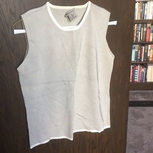 Escapade tan with cream trim sleeveless top medium